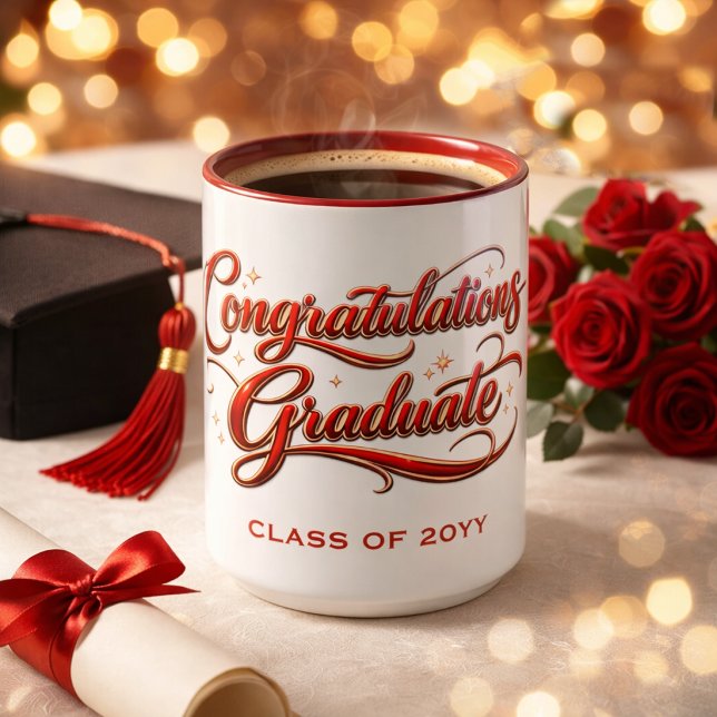 Decorative Graduation Typography in Gold and Red Tasse (Von Creator hochgeladen)