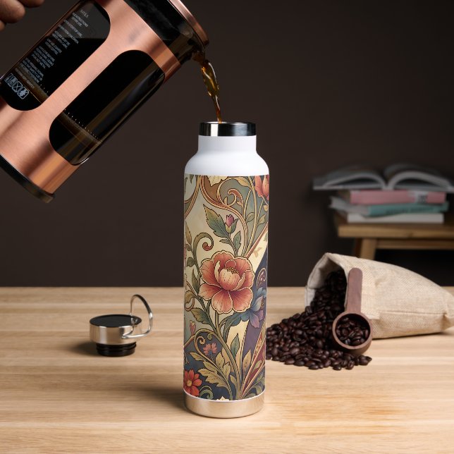Decorative kimono floral pattern trinkflasche (Kaffee)