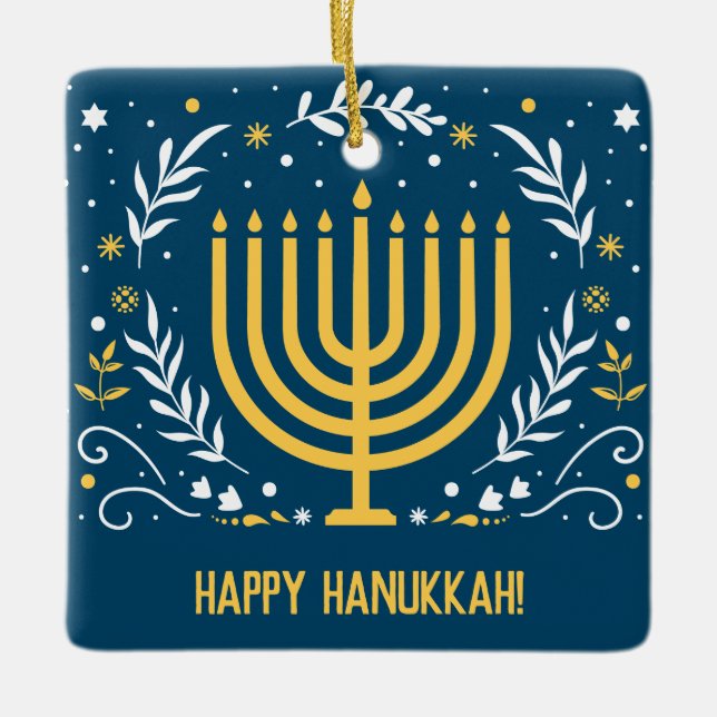 Decorative Menorah Hanukkah Keramikornament (Vorderseite)