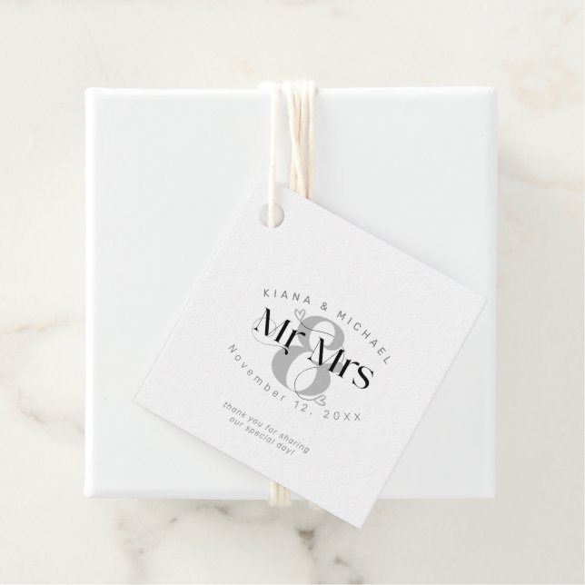 Decorative Modern Wedding Mr. & Mrs. ID887 Geschenkanhänger (Beispiel)