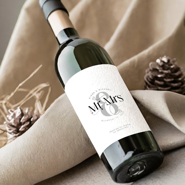 Decorative Modern Wedding Mr. & Mrs. ID887 Weinetikett (Von Creator hochgeladen)