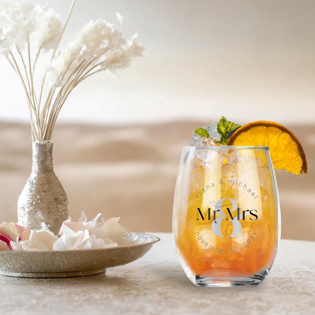 Decorative Modern Wedding Mr. & Mrs. ID887 Weinglas Ohne Stiel (Von Creator hochgeladen)