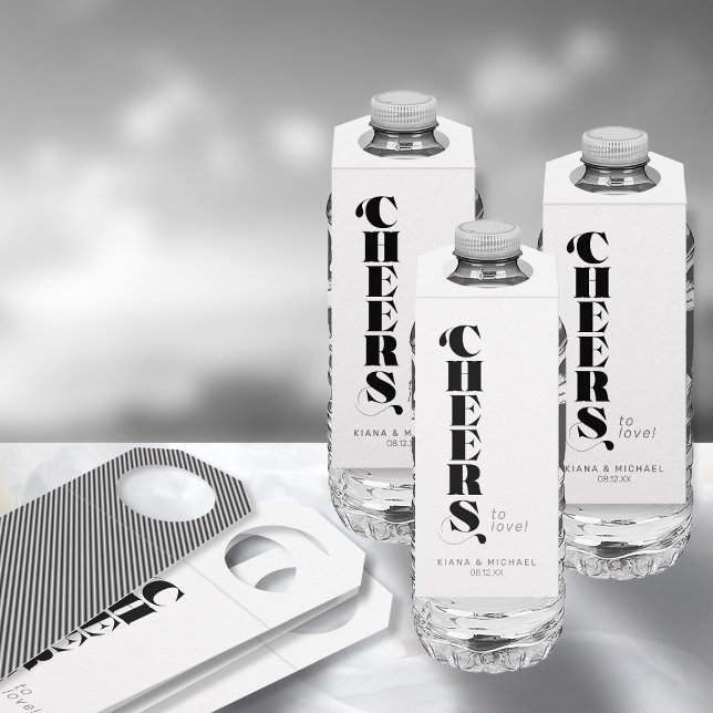Decorative Moderne Hochzeit Cheers ID887 Flaschenanhänger (Front/Back In Situ)