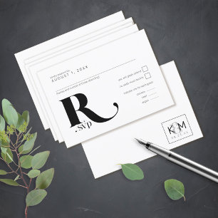 Decorative Moderne Hochzeit RSVP ID887 Karte