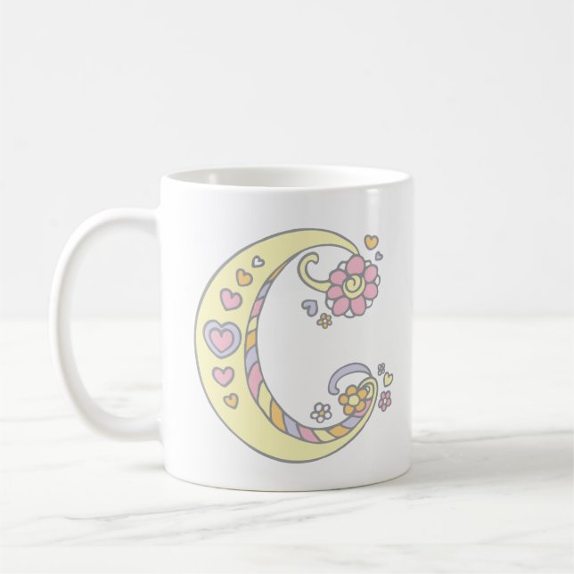 Decorative Monogram C Herz und Blume Tasse (Links)