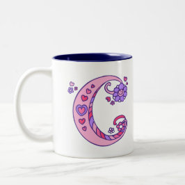 Decorative Monogram C herzen & Blume rosa Tasse
