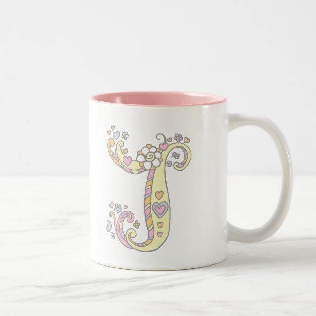 Decorative Monogram J Herz und Blume Tasse (Rechts)