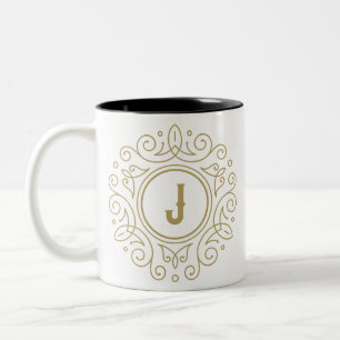 Decorative Monogram J Two-Tone-Kaffee-Tasse Zweifarbige Tasse
