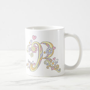 Decorative Monogram R Herz und Blume Tasse