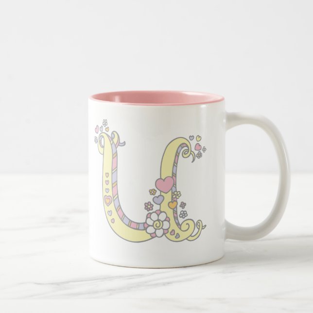 Decorative Monogram U Herz und Blume Tasse (Rechts)