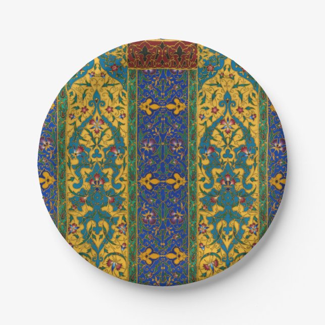 Decorative Persian Intricate Floral Pattern Pappteller (Vorderseite)