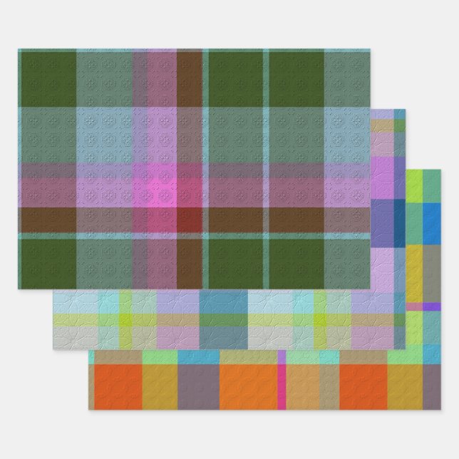  Decorative Plaid Geschenkpapier Set (Set)