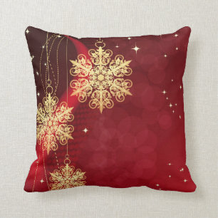 Decorative Red Gold Snowflake Ball Frohe Weihnacht Kissen