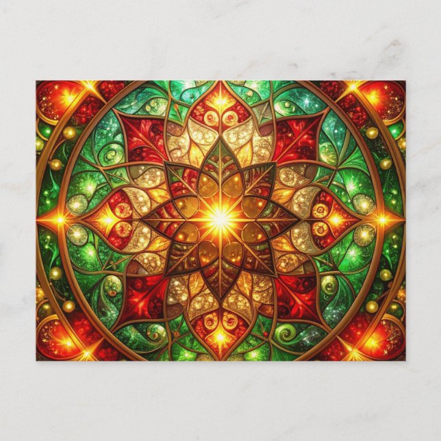 Decorative Red Green Christmas Holiday Postcard Postkarte (Vorderseite)