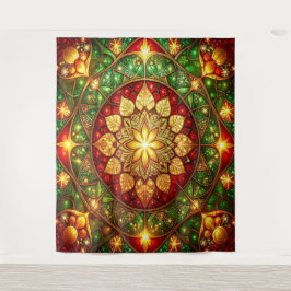 Decorative Red Green Holiday Backdrop Wandteppich