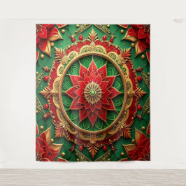 Decorative Red Green Holiday Backdrop Wandteppich