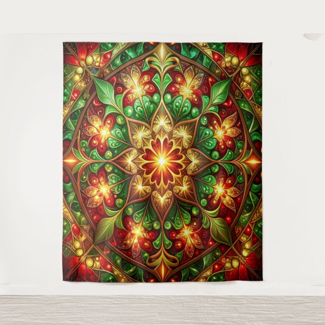 Decorative Red Green Holiday Backdrop Wandteppich (Vorderseite)