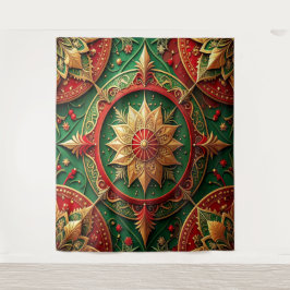 Decorative Red Green Holiday Backdrop Wandteppich