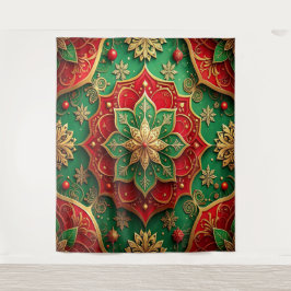 Decorative Red Green Holiday Backdrop Wandteppich