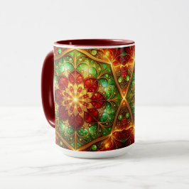Decorative Red Green Holiday Mug Tasse