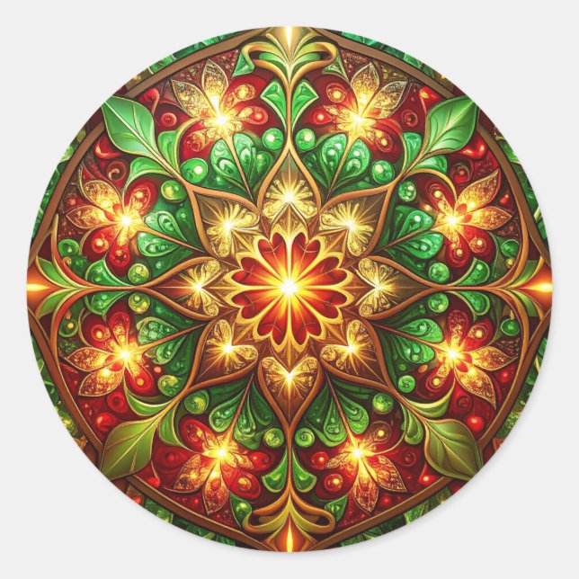 Decorative Red Green Holiday Sticker (Vorderseite)