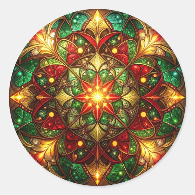 Decorative Red Green Holiday Sticker (Vorderseite)