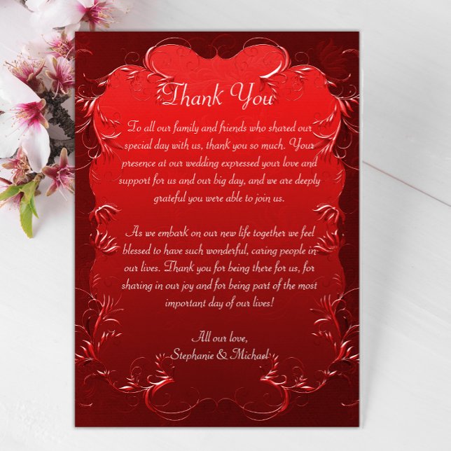 Decorative Red Wedding Dankeschön Card Dankeskarte (Von Creator hochgeladen)