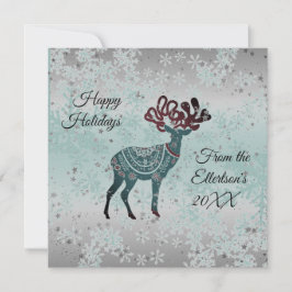Decorative Reindeer Christmas Snowflakes  Karte