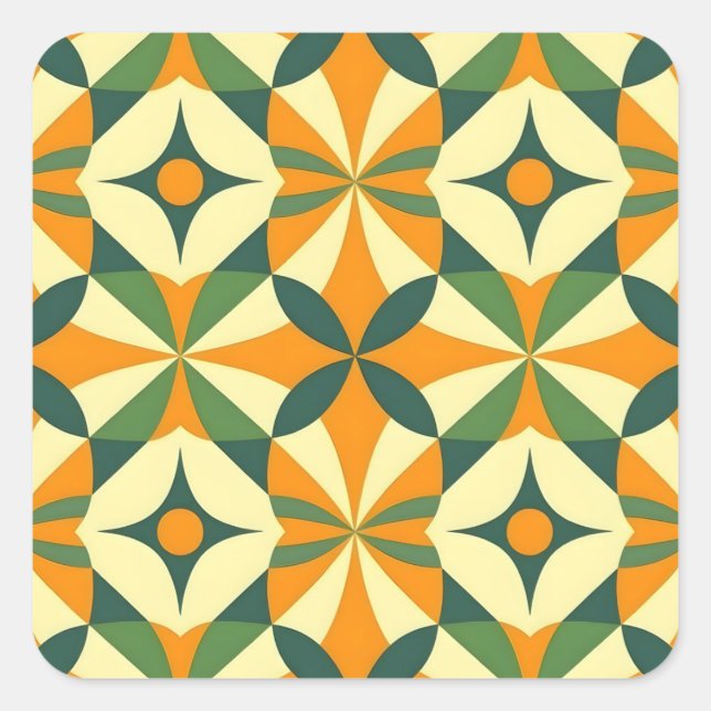 Decorative retro seamless pattern quadratischer aufkleber (Vorderseite)