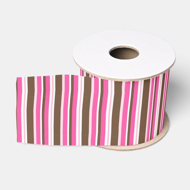Decorative Ribbon Brown & Pink Stripe  Ripsband (Spule)