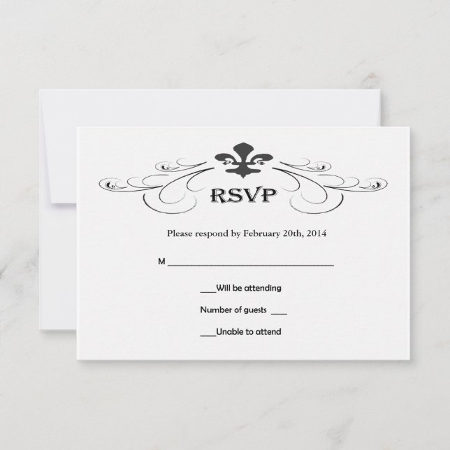 Decorative Scroll Lilie Hochzeit RSVP Cards Karte (Vorderseite)