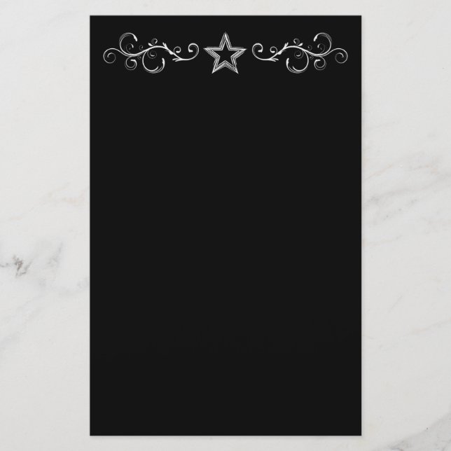 +{ Decorative Star }+ Black Briefpapier (Vorderseite)