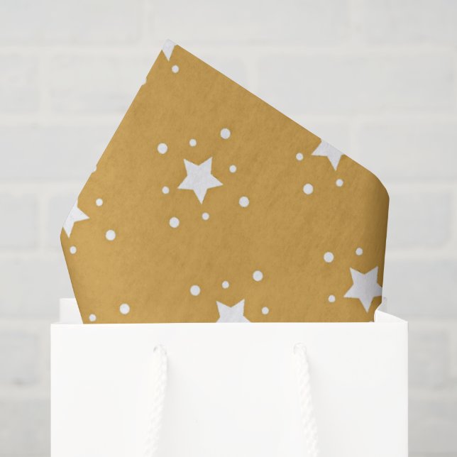 Decorative Stars on Gold Background Seidenpapier (Geschenktüte)
