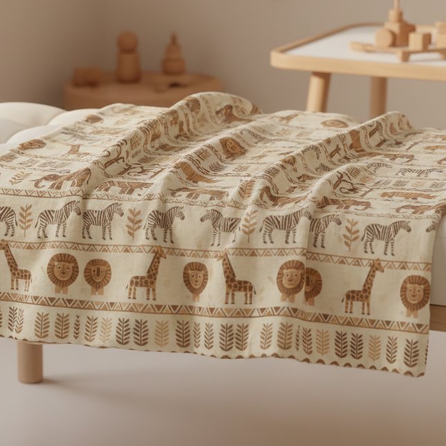 Decorative Tribal Border Safari ID1243 Fleecedecke (Von Creator hochgeladen)