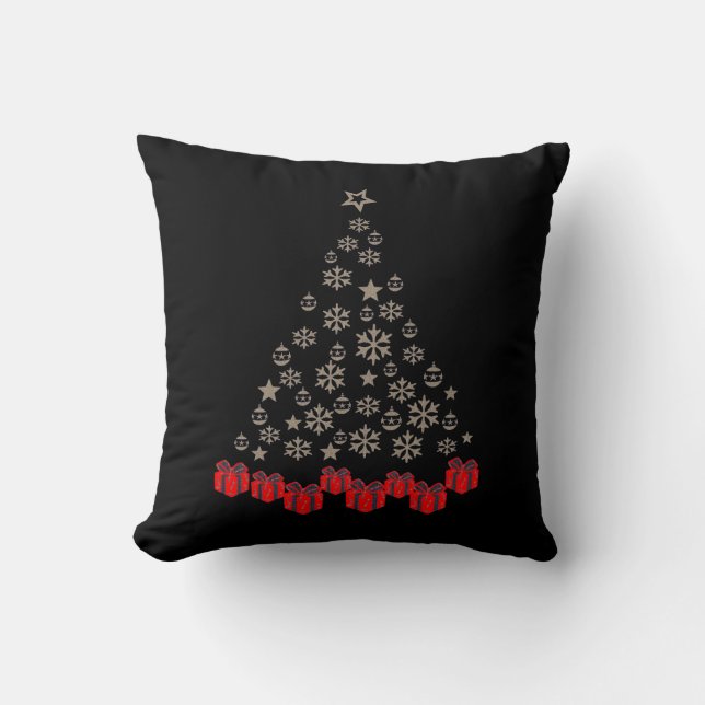 Decorative Weihnachts Gold Glitzer Tree Black Kissen (Vorderseite)