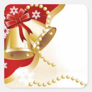 Decorative Weihnachtsgoldglocken Quadratischer Aufkleber