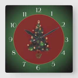 Decorative XmasTree Red /Green> Xmas Clock Quadratische Wanduhr