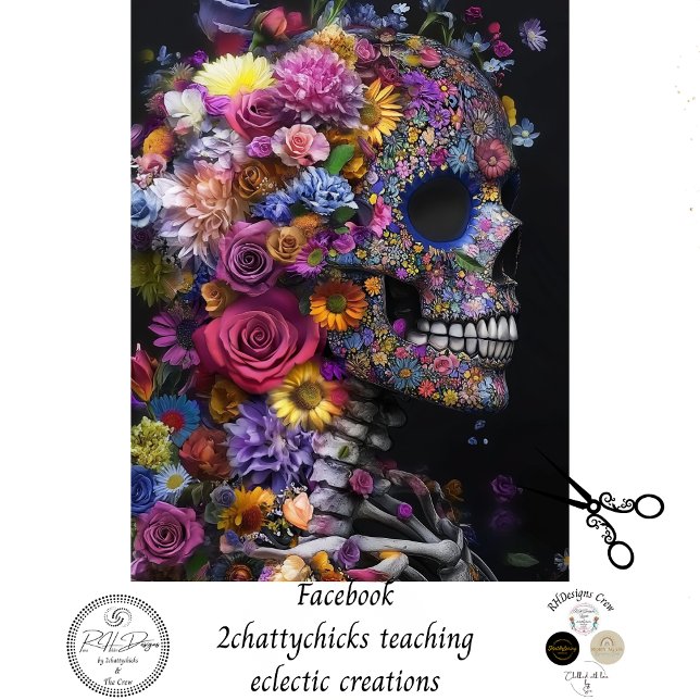 Decoupag3 Skull-Bright-Blume Mixed Media Seidenpapier (Von Creator hochgeladen)