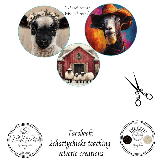 Decoupage 12 & 10" Round Farm Animals  Seidenpapier (Von Creator hochgeladen)