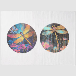 Decoupage 12 inch Dragon Fly Circles Seidenpapier
