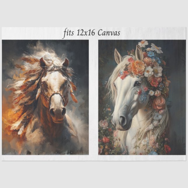 Decoupage 12x16 Horse Duo Stallion Southwestern  Seidenpapier (Vorderseite)