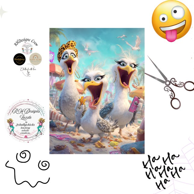 Decoupage 3 Crazy Seagull Wackadoodles  Seidenpapier (Von Creator hochgeladen)