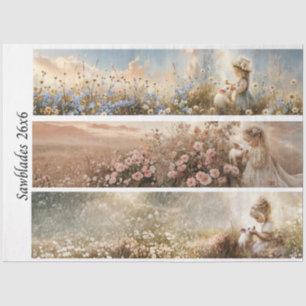 Decoupage 3 Designs Farm Mädchen & Schwein Handsäg Seidenpapier