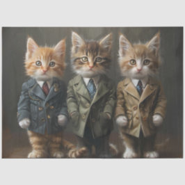Decoupage 3 Kätzchen in Business Suites Seidenpapier