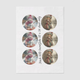 Decoupage 3" Mould Snow Globe Snowman & Girl  Seidenpapier