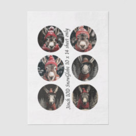 Decoupage 3" Snow Globe Moulds Whimsical Donkeys Seidenpapier