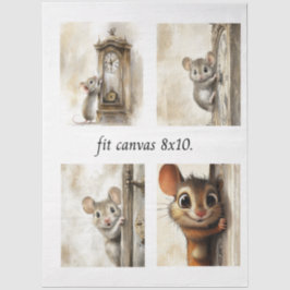 Decoupage 4 Mice Papers Fit 8 x 10 Canvas Seidenpapier