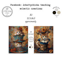 Decoupage A3 Whimsical Cat in Hüten