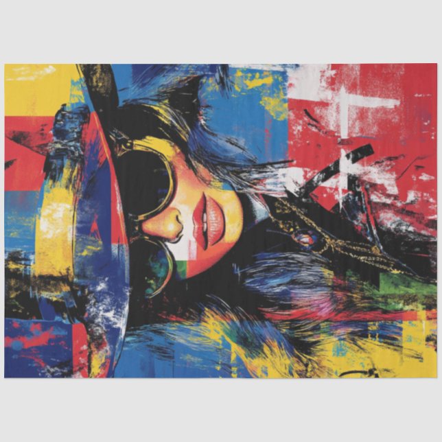 Decoupage Abstrakt Deko Woman Art Piece Seidenpapier (Vorderseite)