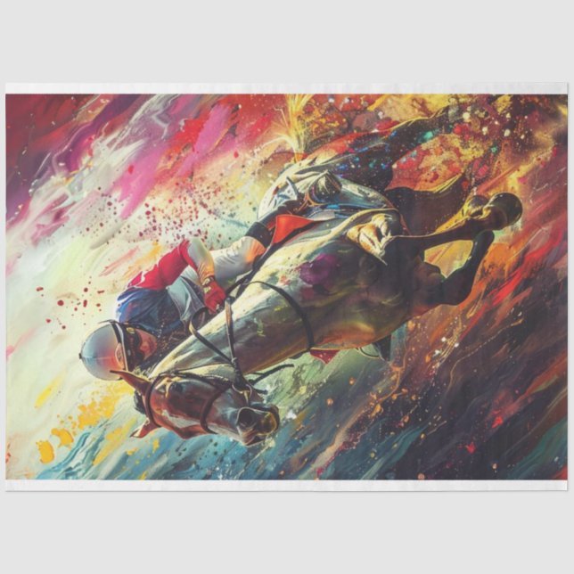 Decoupage Abstrakt Portrait Jockey Horder Seidenpapier (Vorderseite)